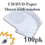 CD / DVD Paper Sleeve with window - 100 Pack - Kit includes keychain LED light