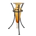 Amphora Vase on Metal Wire Stand- Amber