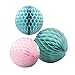 Ginger Ray Pink and Pastel Blue Honeycomb Balls Party Wedding Decoration, 3 Pack