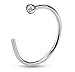 (2pcs) 22g Clear Gemmed Top 316L Surgical Steel Nose Ring Piercing Hoop 5/16