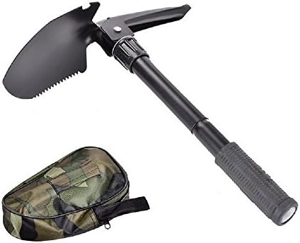 SingWing Folding Camping Black Steel Shovel Tool With Nylon Cover Bag (S:14.2"X3.9")