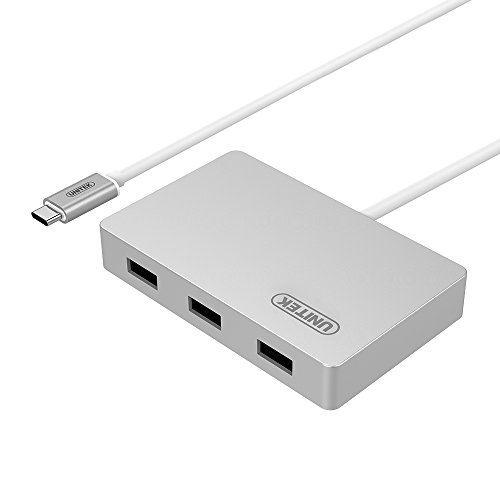 UNITEK USB C Charge & Data + Recharging Port Aluminum Hub Type-C (USB 3.1 Gen1& Thunderbolt 3) Hub with Power Delivery for 2015 MacBook 12-Inch, Chromebook Pixel 2015, Nexus 6P/ 5X, One Plus 2