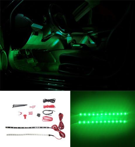 Green Vehicle Interior LED Light Kit - Under-Seat & Under-Dash Glow - Includes Lifetime Warranty