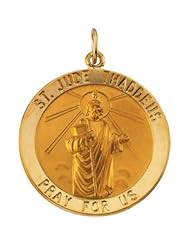 14K Yellow Gold 25.00 mm St. Jude Thaddeus Medal