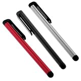 3 Pack of Universal Touch Screen Stylus Pen (Red + Black + Silver) ~ Bargaincell