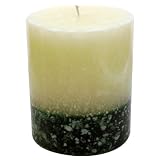 41HV2LEo32L. SL160  Dual color Round Pillar Decorative Candle Lamp, Candle Lantern   Green/Ivory   5X6   C472