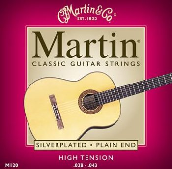 Martin M120 Silverplated Classical Guitar Strings, High Tension