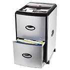 Storex Metal and Plastic Wheeled Filing Cabinet with Roll-Away Cover, Black/Silver (61352U01C)
