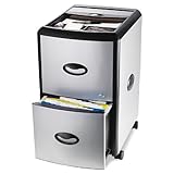 IMAGE OF Storex Metal and Plastic Wheeled Filing Cabinet with Roll-Away Cover, Black/Silver (61352U01C)