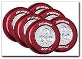 Sylvania Dot-It Self-Adhesive Bright White LED Light, Red, 6-PACK