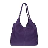 MARCO MASI Italian Made Purple Leather Oversized Designer Hobo Bag