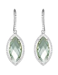 Sterling Silver Halo-Styled Marquise-Shaped Dangle Earrings