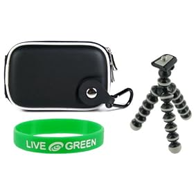 Hard EVA (Black) Case and Premium Tripod for Canon Powershot SD990IS Digital Camera Silver