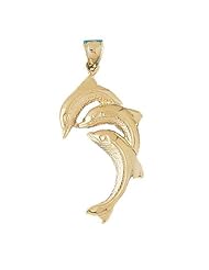 Dazzlers Solid 14 karats gold Dolphins Charm Pendant Available in three colors from jewelsberry (weights: 4.7 grams only)