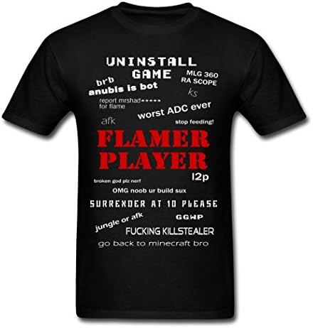 WANLIDA TS Fashion Men's Flamer Player Smite T-Shirts Black XXL