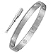 OMFEE Stainless Steel Silver Designer Inspired Screw Head Oval Bangle Bracelet for Men&Women