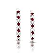 14k White Gold Diamond & Ruby J-Hoop Earrings (.10 cttw, I1, H-I)