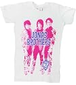 Jonas Brothers Pink and Glitter Group Juniors White Tee Shirt