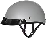 Silver Metallic Beanie Skull Cap DOT Motorcycle Half Helmet