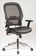 Air Grid Back Deluxe Task Chair With Leather Seat, Adjustable Angled Arms, and Angled Chrome Base By Office Star