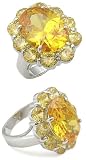 6 Carats Oval Champagne with Yellow Sides CZ Ring