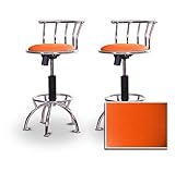 2 24"-29" Orange Vinyl Seat Chrome Adjustable Specialty / Custom Barstools  ....
