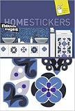 M&ouml;belsticker HESSEL Indigo - Gr&ouml;&szlig;e 24 x 36 cm - Retro Blumen Pflanzen Bad Dekoration Raum Zimmer Aufkleber