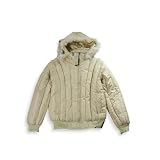Tallino - Ladies Verticle Quilt Winter Jacket, Tan (Size XL)