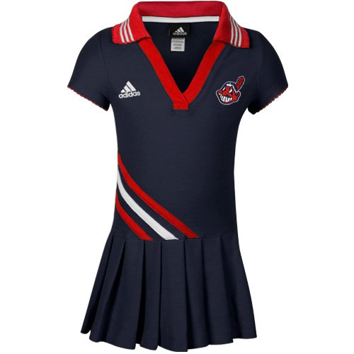 adidas Cleveland Indians Toddler Girls Polo Dress - Navy Blue (3T)