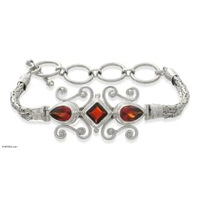 Garnet bracelet, 'Bali Fire' 0.8 W 7.9 L by NOVICA