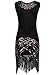 Vijiv Vintage 1920s Embellished Art Nouveau Fringe Sequin Beaded Flapper Dress