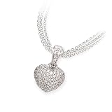 14k White Gold & Pave' Diamond Heart Pendant / Enhancer (0.83ctw)