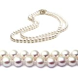 AugustinaJewelry AAA Quality 17-18 Inch AugustinaJewelry Double Strand Round 6-6.5mm White Akoya SaltWater Cultured Pearl Necklace