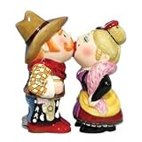 Kissing Cowboy & Saloon Girl Salt & Pepper Shakers Set