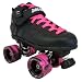 Sure Grip Rebel Black Boots with Pink and Black Swirl Wheels and Pink Laces Roller Derby Mens Boys Ladies Womens Girls Kids Speed Skates
