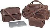 Maxam Brand 3pc Brown Faux Leather Luggage Set