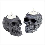 Gothic Skull Creepy Votive Candle Holder Set Of Two