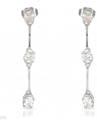 Genuine Morne Rouge (TM) Earrings. 1 Ctw Si1-Si2 Enhanced Color G-H Diamonds Gold Earrings. 1.5 Grams in Weight and 31 mm in Length. 100% Satisfaction Guaranteed.