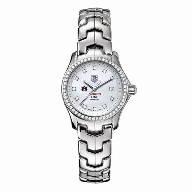Auburn Womens TAG Heuer Link Watch with Mother of Pearl Diamond Dial and Diamond Bezel Auburn Womens TAG Heuer Link Watch with Mother of Pearl Diamond Dial and Diamond Bezel
