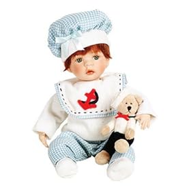 JAMES 12in Porcelain Baby w Bear Doll Duck House~Retired by Duck House Dolls