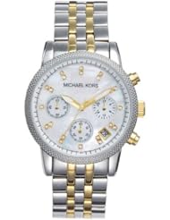Women Watch Michael Kors MK5057 Two Tone Stainless Steel Quartz Chronograph Lin