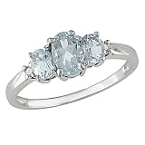 10K White Gold .02 ctw Diamond (I-J, I2-I3) and Aquamarine Ring