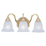 Sea Gull Lighting 4059-02 Three-Light Brass Wall and Bath Fixture, Polished Brass Finish with Satin Etched Glass Shades