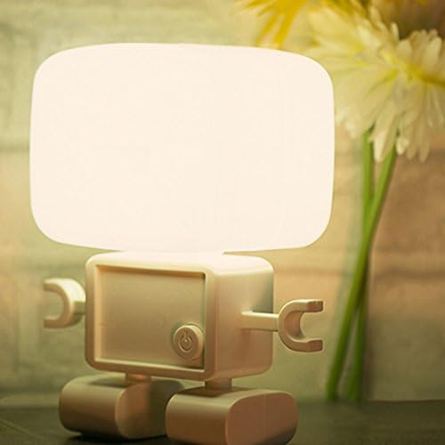 EasTree® Creative Robtot Portable USB Powered Rechargeable LED Night Light with Intelligent Voice and Light Sensor Perfect as Bedside lamp,Sleeping Light,Desk lamp,Decorative Light in Kids Room-White Light