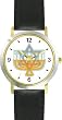 Hanukkah Candle Holder or Chanukia Jewish Star of David Judaica Jewish Theme - WATCHBUDDY&reg; DELUXE TWO-TONE THEME WATCH - Arabic Numbers - Black Leather Strap-Children's Size-Small ( Boy's Size & Girl's Size )