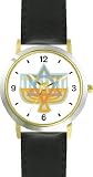 Hanukkah Candle Holder or Chanukia Jewish Star of David Judaica Jewish Theme - WATCHBUDDY&reg; DELUXE TWO-TONE THEME WATCH - Arabic Numbers - Black Leather Strap-Children's Size-Small ( Boy's Size & Girl's Size )