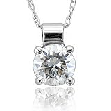 41HVltyxhqL. SL160  14k White Gold Solitaire Diamond Pendant Necklace (HI, I, 0.50 carat)