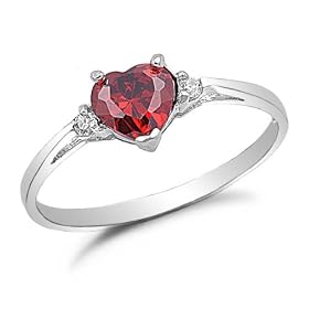 Sterling Silver Ruby Cz Engagement Ring Sizes 4 to 9, 6 by 