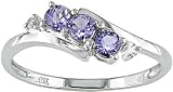 10K White Gold .018 ctw Diamond and Tanzanite Ring
