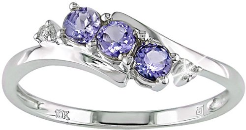 10K White Gold .018 ctw Diamond and Tanzanite Ring
